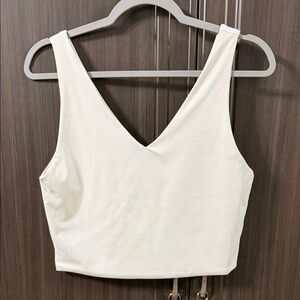 Forever 21 Cream V-Neck Cropped Tank Top